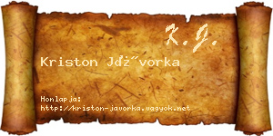 Kriston Jávorka névjegykártya